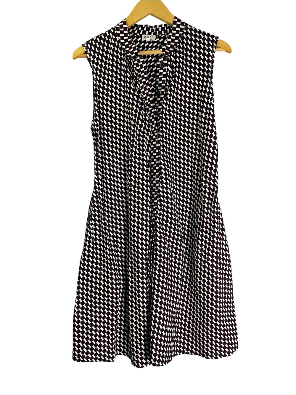 Zuri Checkers 100% Cotton Print Dress Small Beige White Red Blue Kitenge Kenya